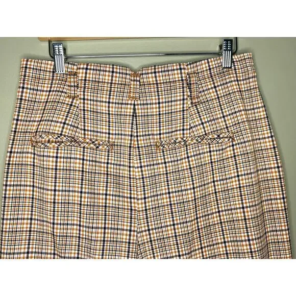 Free People Turning Point Barrel Leg Trousers Pants Neutral Combo Plaid Size 4 - Picture 11 of 14